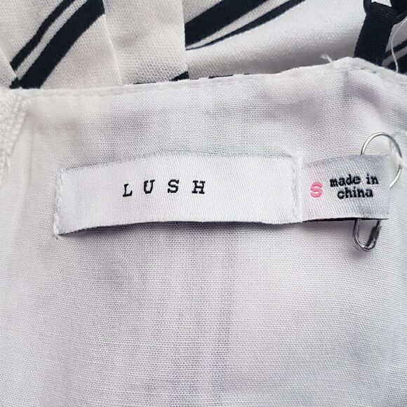 Lush Striped Crop Top Size S Black White Boutique Back Zipper NEW - Picture 9 of 10